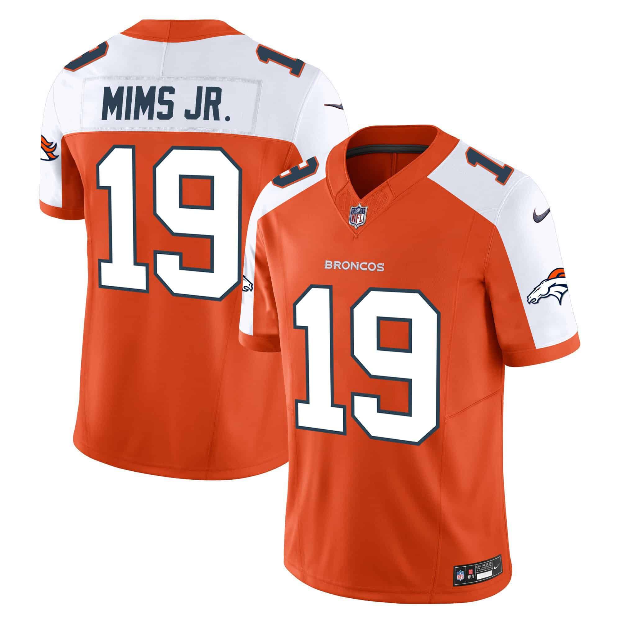 Men Denver Broncos #19 Mims jr Orange 2024 Nike Vapor Limited NFL Jersey style 1